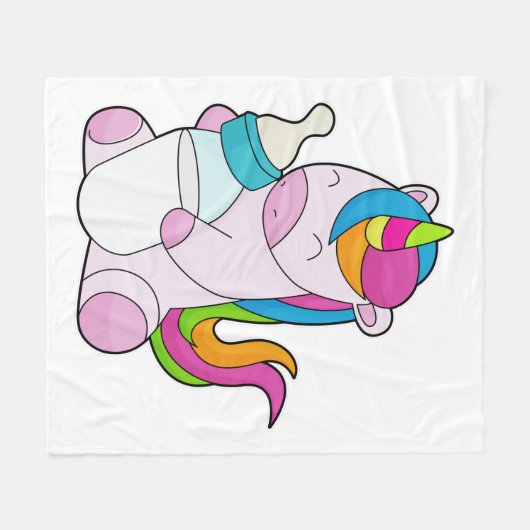 Unicorn Milchflasche Fleecedecke (Vorderseite (Horizontal))