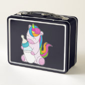 Unicorn Milchflasche Metall Brotdose (Rückseite)