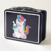 Unicorn Milchflasche Metall Brotdose (Vorderseite)