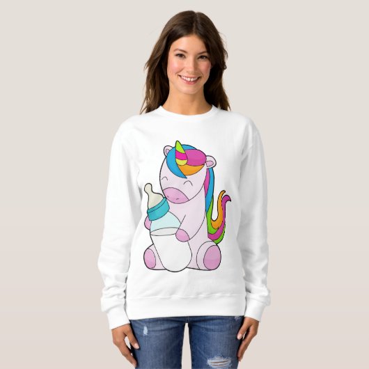 Unicorn Milchflasche Sweatshirt (Vorne ganz)