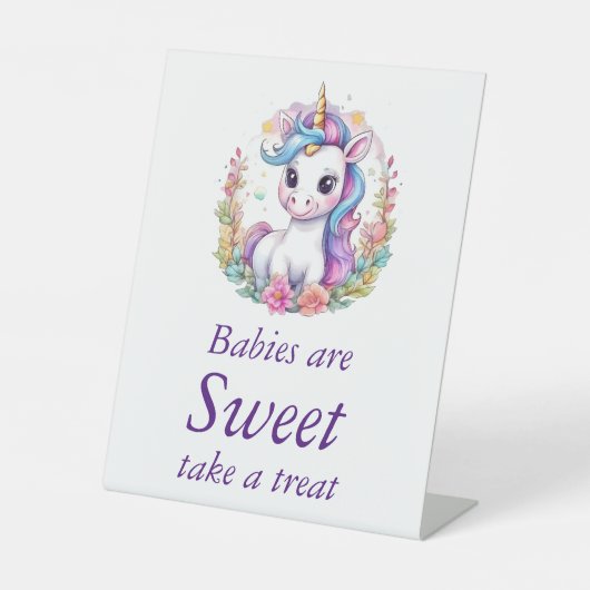 Unicorn Minimalistisch Baby Dusche Nehmen Sie eine Sockelschild (Vorderseite)