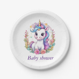 Unicorn Minimalistisch Baby Dusche Pappteller
