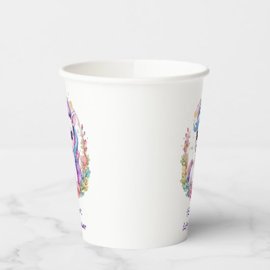 Unicorn Minimalistisch Baby Dusche positiv Pappbecher (Links)