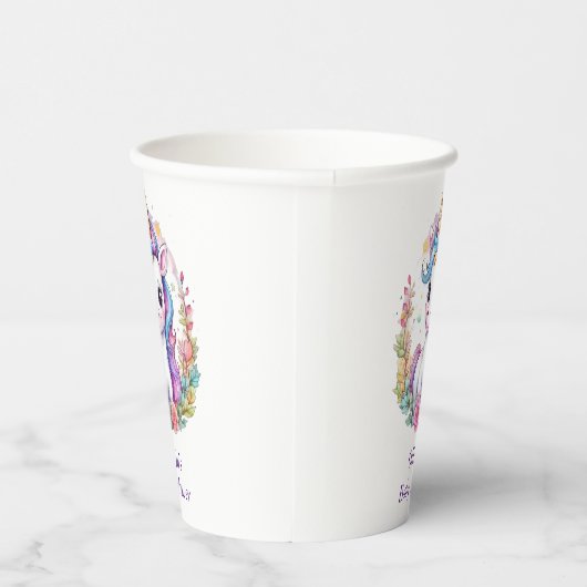 Unicorn Minimalistisch Baby Dusche positiv Pappbecher (Rechts)