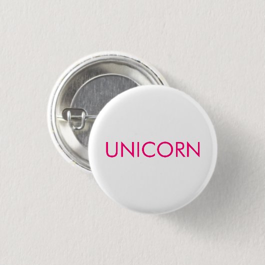 "Unicorn", minimalistisch, heiß rosa Fuchsienweiß Button (Vorne & Hinten)