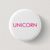 "Unicorn", minimalistisch, heiß rosa Fuchsienweiß Button (Vorderseite)