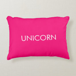 "Unicorn", minimalistisch, heiß rosa Fuchsienweiß Dekokissen