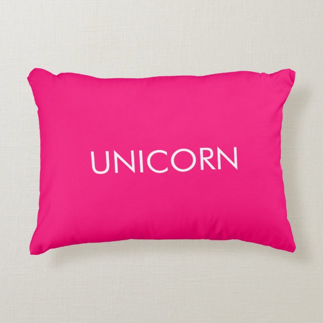 "Unicorn", minimalistisch, heiß rosa Fuchsienweiß Dekokissen (Vorderseite)