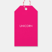 "Unicorn", minimalistisch, heiß rosa Fuchsienweiß Geschenkanhänger (Vorderseite)