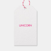 "Unicorn", minimalistisch, heiß rosa Fuchsienweiß Geschenkanhänger (Rückseite)