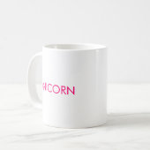 "Unicorn", minimalistisch, heiß rosa Fuchsienweiß Kaffeetasse (Vorderseite Links)