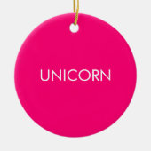 "Unicorn", minimalistisch, heiß rosa Fuchsienweiß Keramik Ornament (Vorne)