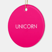 "Unicorn", minimalistisch, heiß rosa Fuchsienweiß Keramik Ornament (Links)
