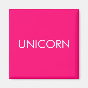 "Unicorn", minimalistisch, heiß rosa Fuchsienweiß Magnet
