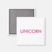 "Unicorn", minimalistisch, heiß rosa Fuchsienweiß Magnet (Vorderseite/Rückseite)