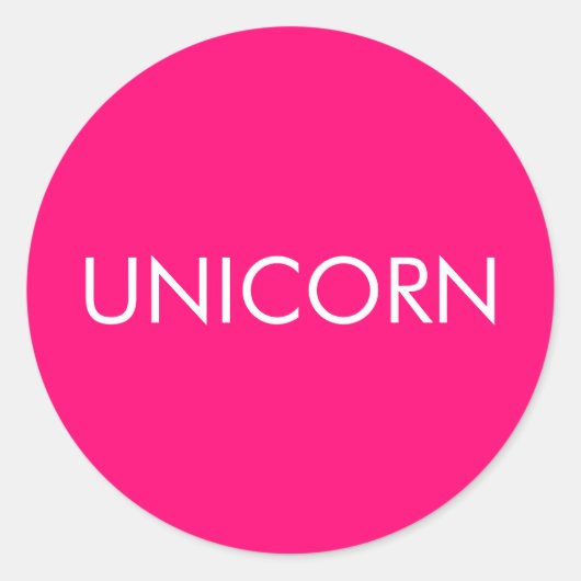"Unicorn", minimalistisch, heiß rosa Fuchsienweiß Runder Aufkleber (Vorderseite)