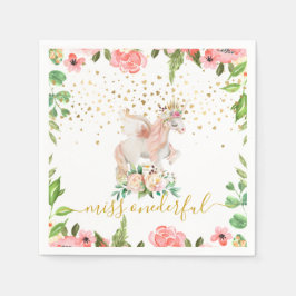 Unicorn Miss Onederful Baby Girl Erster Geburtstag Serviette