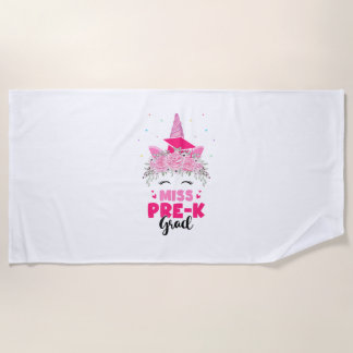 Unicorn Miss Pre-k Grad Abschluss Girls Strandtuch