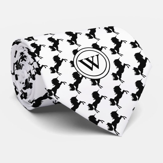 UNICORN mit Christlicher Schrift Monogramm weiß Krawatte (Gerollt)