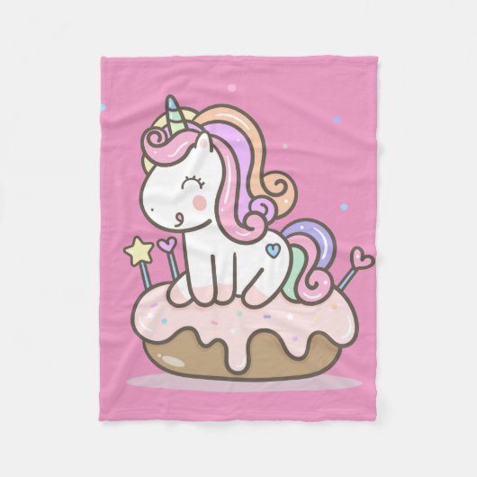 Unicorn mit Donut Fleecedecke (Vorderseite)