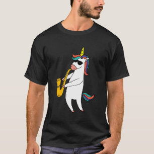 Unicorn mit Sonnenbrille Saxophon spielen T-Shirt