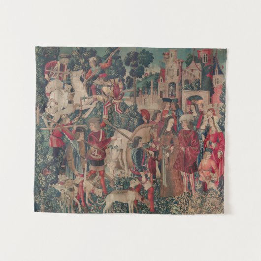 Unicorn Mittelalter Kunst, Dichtung und Musik Wandteppich (Vorderseite (Horizontal))