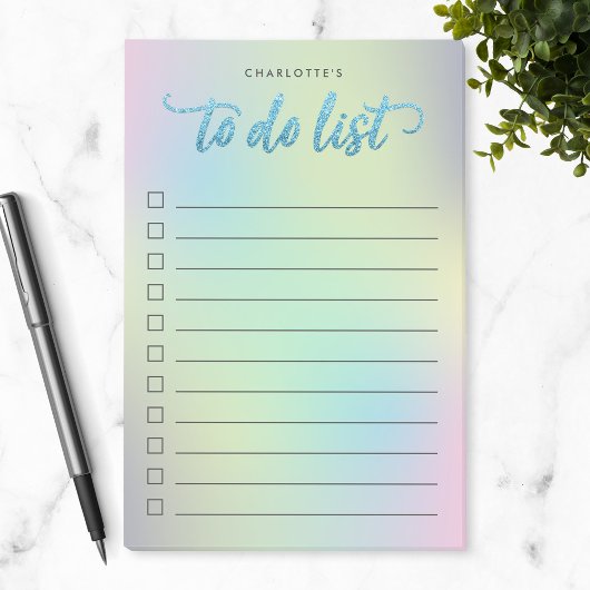 Unicorn Mix-Muster-Imitate Blue Glitzer to do List Post-it Klebezettel