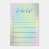 Unicorn Mix-Muster-Imitate Blue Glitzer to do List Post-it Klebezettel (Vorderseite)