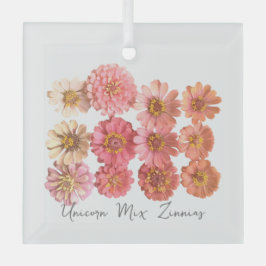 Unicorn Mix Zinnia Collage Ornament Aus Glas