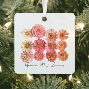 Unicorn Mix Zinnia Collage Ornament Aus Metall
