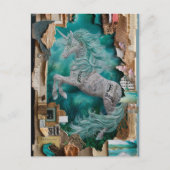 Unicorn Mixed Media Collage Postkarte (Vorderseite)