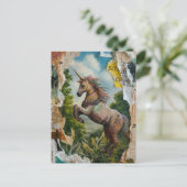 Unicorn Mixed Media Collage Postkarte (Stehend Vorderseite)