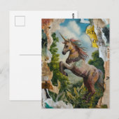 Unicorn Mixed Media Collage Postkarte (Vorne/Hinten)
