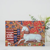 UNICORN MONOGRAM BROWN FLORAL PARCHMENT BRIEFPAPIER (Stehend Vorderseite)