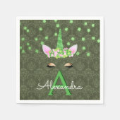 Unicorn Monogram Green St. Patrick's Day Serviette (Vorderseite)