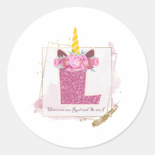Unicorn Monogram L Custom Stickers