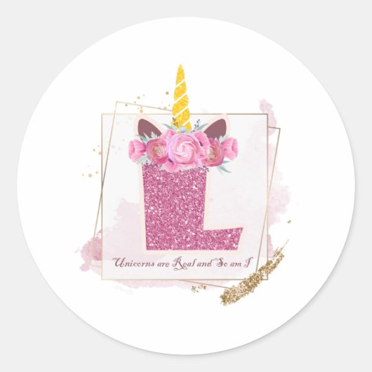 Unicorn Monogram L Custom Stickers (Vorderseite)