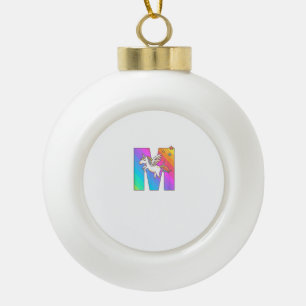 Unicorn Monogram Letter M Initial Niedlich Girls B Keramik Kugel-Ornament