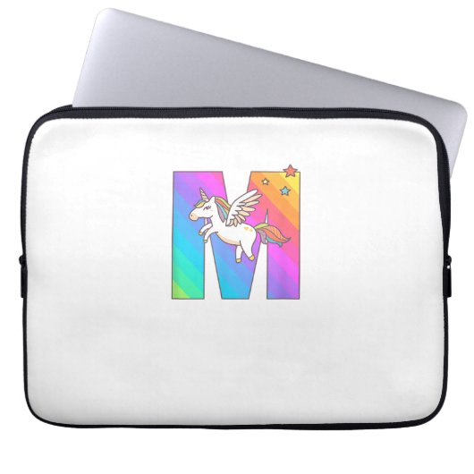 Unicorn Monogram Letter M Initial Niedlich Girls B Laptopschutzhülle (Vorderseite)