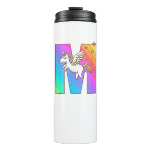 Unicorn Monogram Letter M Initial Niedlich Girls B Thermosbecher