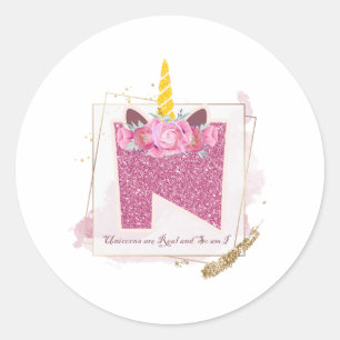 Unicorn Monogram N Custom Stickers
