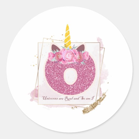 Unicorn Monogram O Custom Stickers (Vorderseite)