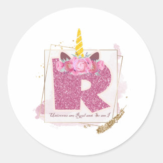 Unicorn Monogram R Custom Stickers