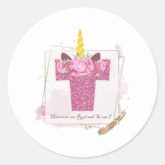 Unicorn Monogram T Custom Stickers