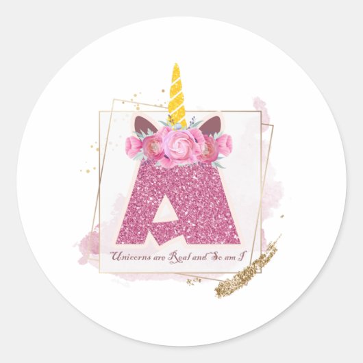 Unicorn Monogramm A Custom Stickers (Vorderseite)