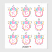 Unicorn Monogramm Erstkleberpackung Aufkleber (Blatt)