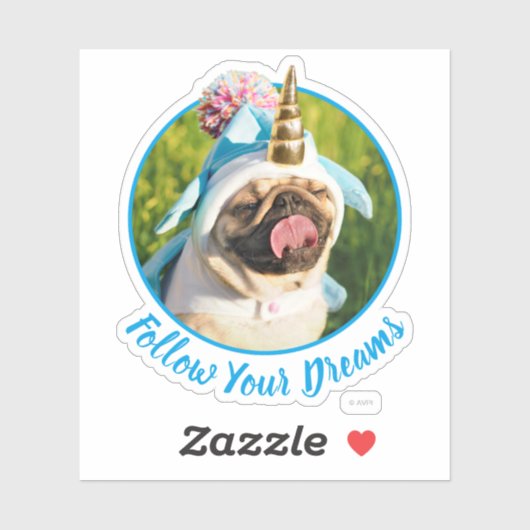 Unicorn-Mops Aufkleber (Blatt)