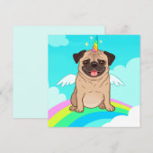 Unicorn-Mops Feiertagskarte (Vorne/Hinten)