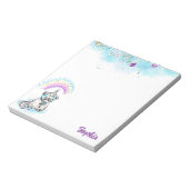 Unicorn Mops Magic Rainbows Dog Pink & Lila Notizblock (Rotiert)