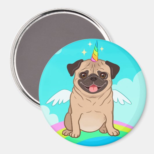 Unicorn Mops Magnet (Vorderseite/Rückseite)